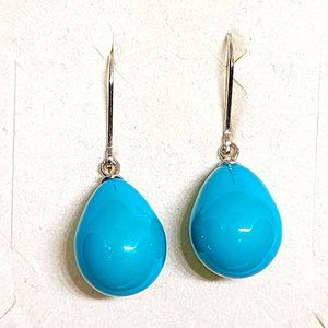 Sleeping Beauty colored shell pearl earrings in Rhodium over 925 Sterling Silver